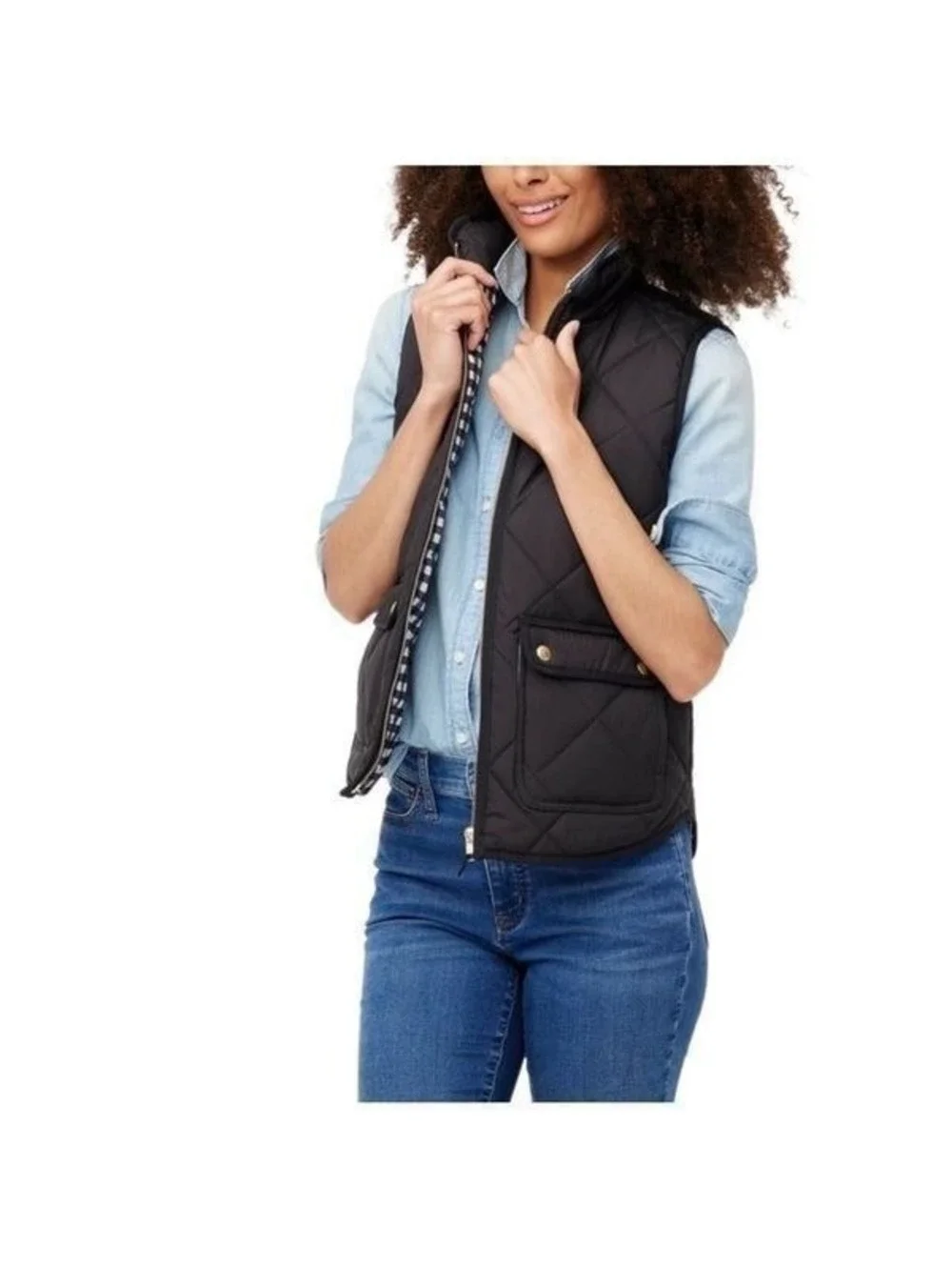New! J.Crew Black Quilted Vest Sz M